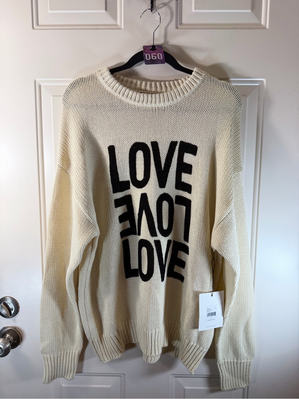 Spiritual Gangster Love Mantra Sweater Women’s Medium Cream NWT 060
